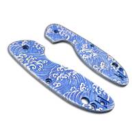 Spyderco Efficient maple handle scales - Japan Wave / hand-painted