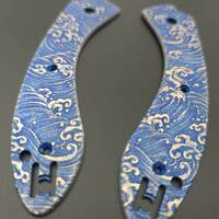 Spyderco Roc maple handle scales - Japan Wave / hand-painted