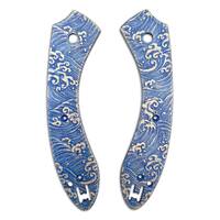Spyderco Roc maple handle scales - Japan Wave / hand-painted