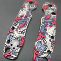 Spyderco Smock maple handle scales - Japanese Maple / hand-painted