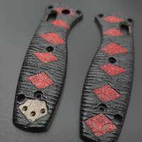 Benchmade Mini Barrage 585 maple handle scales - Katana Black Red / hand-painted