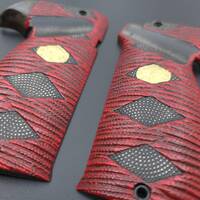 MAC Mle 1950 Trausch Maple Grips - Katana Red Gold Coin / Hand-painted