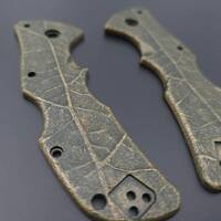Cold Steel Mini Recon-1 maple handle scales - Leaf Dark Green / hand-painted