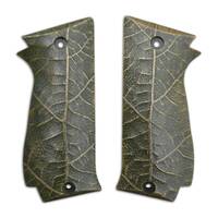 SAR K2 45/45 C maple grips - Leaf Dark Green / hand-painted