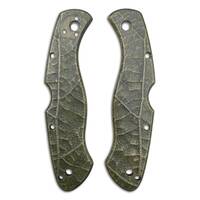 Spyderco Civilian maple handle scales - Leaf Dark Green / hand-painted