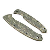 Spyderco Resilience Tip Down maple handle scales - Leaf Dark Green / hand-painted