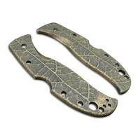 Spyderco RockJumper/LeafJumper maple handle scales - Leaf Dark Green / hand-painted
