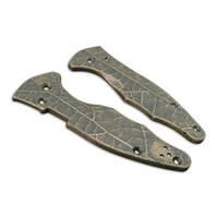 Spyderco Yojimbo 2 maple handle scales - Leaf Dark Green / hand-painted