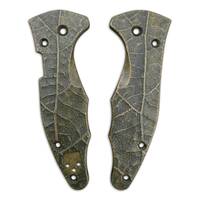 Spyderco Yojimbo 2 maple handle scales - Leaf Dark Green / hand-painted