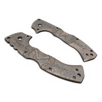Cold Steel 4-Max Elite walnut handle scales - Molon Labe V3 Dark Bronze / hand-painted