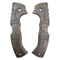 Cold Steel 4-Max Elite walnut handle scales - Molon Labe V3 Dark Bronze / hand-painted