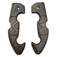 Cold Steel Spartan walnut handle scales - Molon Labe V3 Dark Bronze / hand-painted