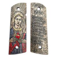1911 full-size Magwell maple grips - Psalms 23:4 X Immaculate Heart / hand-painted