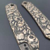 CIVIVI Vision FG maple handle scales - Scared Faces / hand-painted