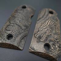 Kimber Micro 9 maple grips - Yin Yang Dragon / hand-painted