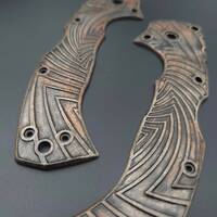 Cold Steel 4-Max Elite maple handle scales - Artefact Dark Bronze / hand-painted