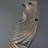 Hinderer Jurassic maple handle scales - Artefact Dark Bronze / hand-painted