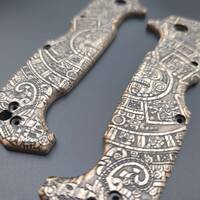Cold Steel SR1 maple handle scales - Aztec / hand-painted