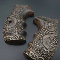 Smith And Wesson K/L frame Round Butt maple grips - Celtic Gates / hand-painted