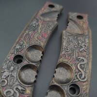 Fox Knives Military Division Forprene maple handle scales - Hell / hand-painted