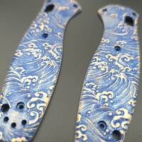 Benchmade Barrage 580 maple handle scales - Japan Wave / hand-painted