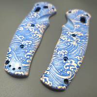 Benchmade Volli 1000001 maple handle scales - Japan Wave / hand-painted