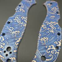 Spyderco Stretch 2 XL Cru-Wear maple handle scales - Japan Wave / hand-painted