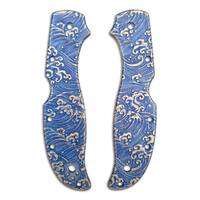 Spyderco Stretch 2 XL Cru-Wear maple handle scales - Japan Wave / hand-painted