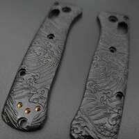 Benchmade Mini Bugout 533 maple handle scales - Japan Wave Black / hand-painted