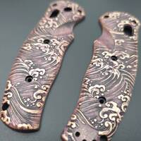 Benchmade Volli 1000001 maple handle scales - Japan Wave Blueberry / hand-painted