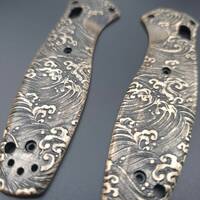Benchmade Barrage 580 maple handle scales - Japan Wave Classic / hand-painted