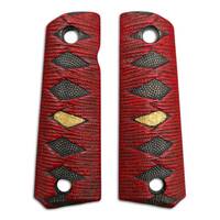 Browning 1911 22 / 380 maple grips - Katana Red Gold Coin / hand-painted