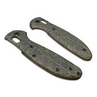 Benchmade Mini Griptilian 555 maple handle scales - Leaf Dark Green Clipless / hand-painted