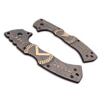 Cold Steel 4-Max Scout walnut handle scales - Molon Labe V3 Dark Bronze / hand-painted