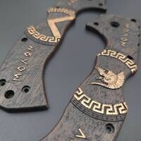 Cold Steel 4-Max Scout walnut handle scales - Molon Labe V3 Dark Bronze / hand-painted