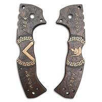 Cold Steel 4-Max Scout walnut handle scales - Molon Labe V3 Dark Bronze / hand-painted