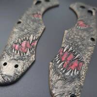 Benchmade Contego 810 maple handle scales - Monster V1 Dark / hand-painted