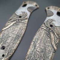 Benchmade Barrage 580 maple handle scales - Moon Raven / hand-painted