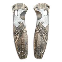 Benchmade Barrage 580 maple handle scales - Moon Raven / hand-painted