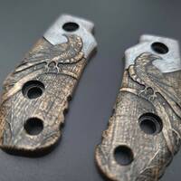 Böker Plus Little Dvalin maple handle scales - Moon Raven / hand-painted