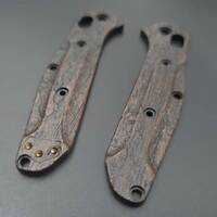 Benchmade Mini Osborne 945 walnut handle scales - Wood Bark V2 Dark / hand-painted