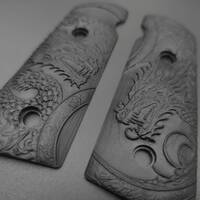 Daniel H9 Palm Swell G10 Black grips - Yin Yang Dragon / hand-painted