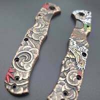 Cold Steel Frenzy 2 3.5 maple handle scales - Celestial Demon / hand-painted