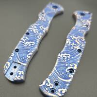Cold Steel Frenzy 2 3.5 maple handle scales - Japan Wave / hand-painted