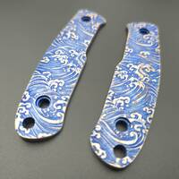 Kizlyar Asket maple handle scales - Japan Wave / hand-painted