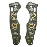 Benchmade Contego 810 maple handle scales - Katana V2 Green Gold / hand-painted