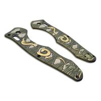 Benchmade Contego 810 maple handle scales - Katana V2 Green Gold / hand-painted