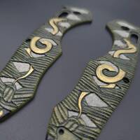 Benchmade Contego 810 maple handle scales - Katana V2 Green Gold / hand-painted
