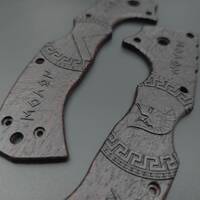 Cold Steel 4-Max Scout wenge handle scales - Molon Labe V3 / hand-painted