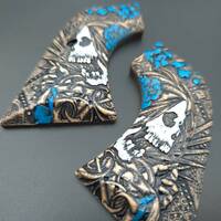 Ruger XR3 New maple grips - Skull Flowers Blue / hand-painted